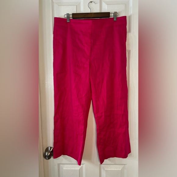CORTONNAIRE Pants Womens L  Pink Linen Blend Pockets Elastic Waistband NWT - Picture 1 of 11